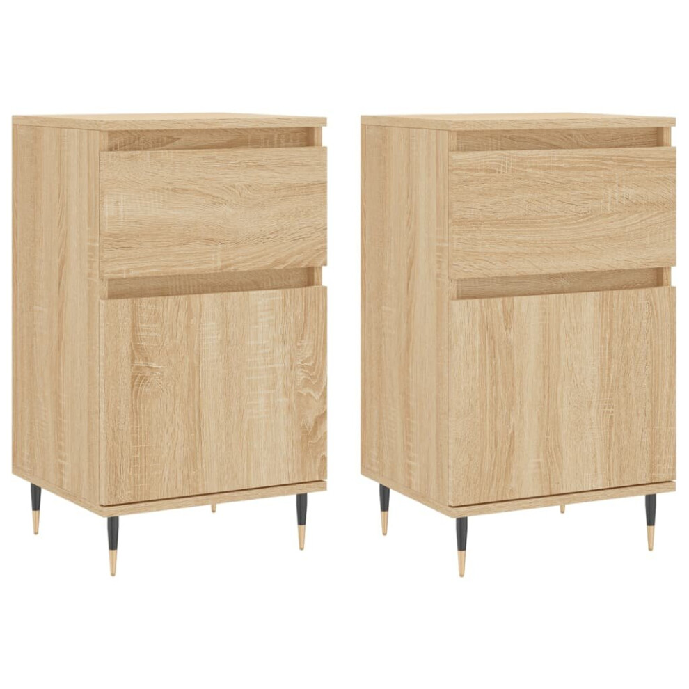 (sonoma oak, 2 pcs) vidaXL Sideboard Storage Cabinet Cupboard Side Cabinet White Engineered Wood