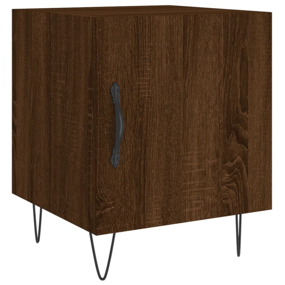 Vidaxl (Brown Oak, 1 Pcs) Bedside Cabinet Bed Table Nightstand High Gloss White Engineered Wood