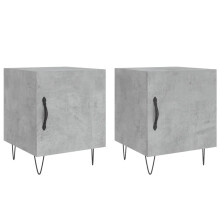 (concrete grey, 2 pcs) vidaXL Bedside Cabinet Bed Table Nightstand High Gloss White Engineered Wood