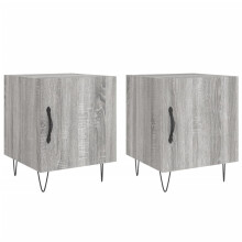 (grey sonoma, 2 pcs) vidaXL Bedside Cabinet Bed Table Nightstand High Gloss White Engineered Wood