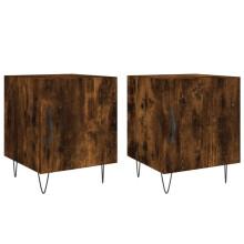 (smoked oak, 2 pcs) vidaXL Bedside Cabinet Bed Table Nightstand High Gloss White Engineered Wood