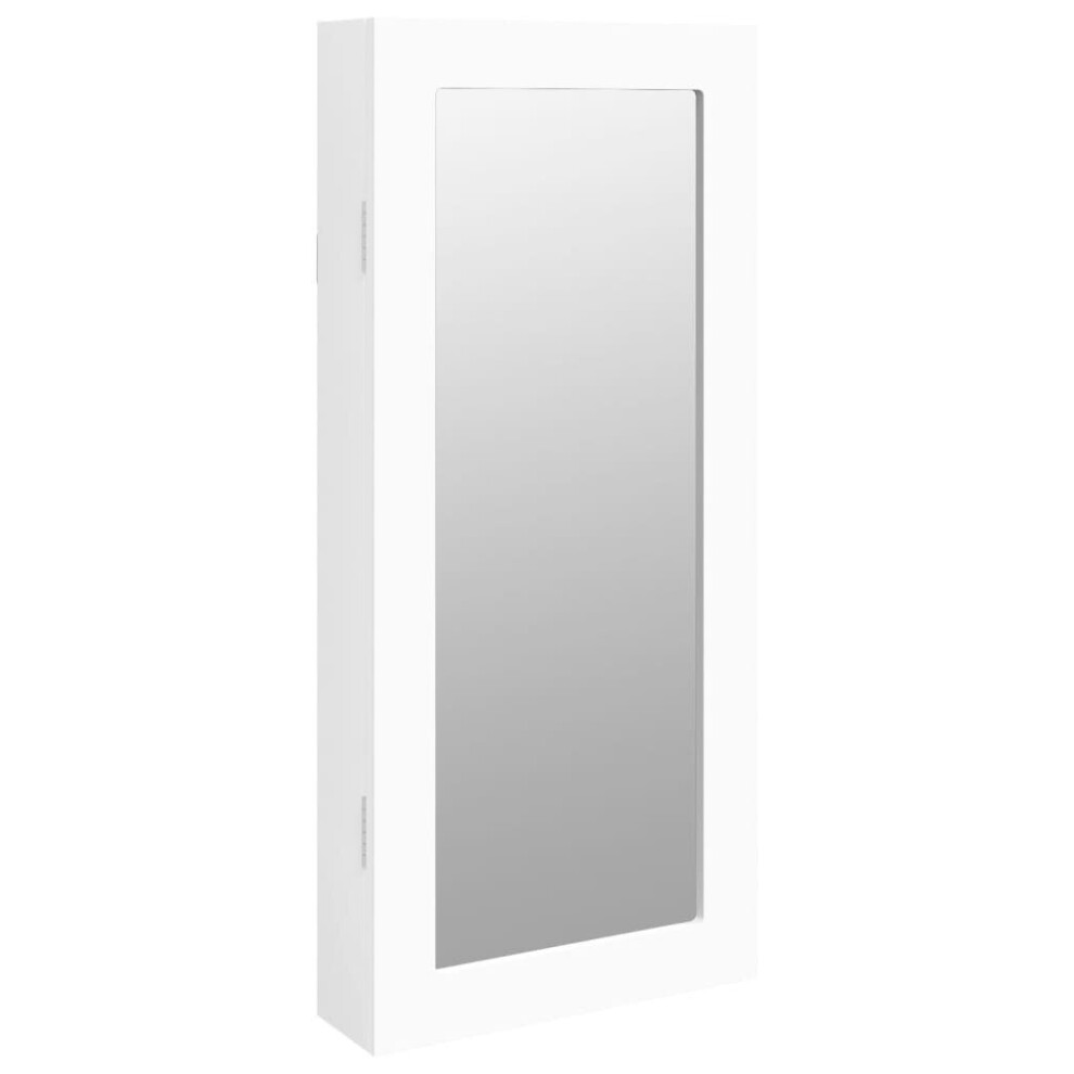 (white) vidaXL Mirror Jewellery Cabinet Jewelry Armoire Mirror Wall Mounted White