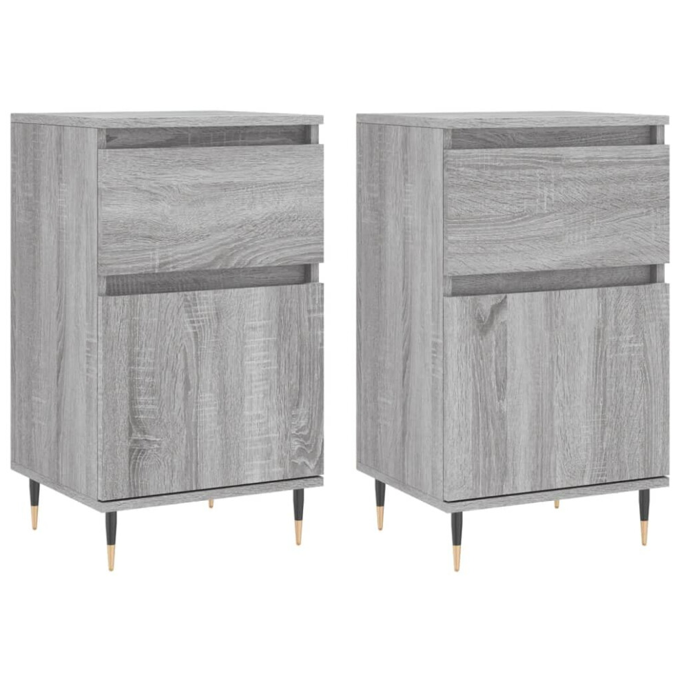 (grey sonoma, 2 pcs) vidaXL Sideboard Storage Cabinet Cupboard Side Cabinet White Engineered Wood