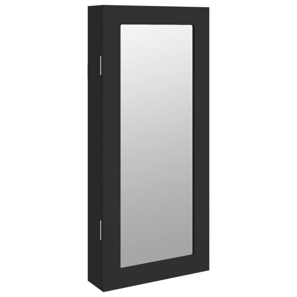 Vidaxl (Black) Mirror Jewellery Cabinet Jewelry Armoire Mirror Wall Mounted Cabinet