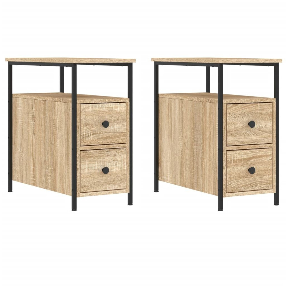 (sonoma oak, 2 pcs) vidaXL Bedside Cabinets Bedside Table Side Table 2 pcs Black Engineered Wood