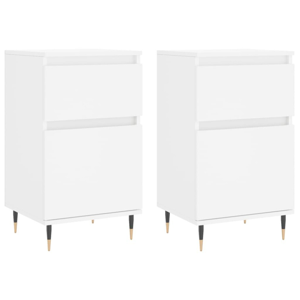 (white, 2 pcs) vidaXL Sideboard Storage Cabinet Cupboard Side Cabinet White Engineered Wood