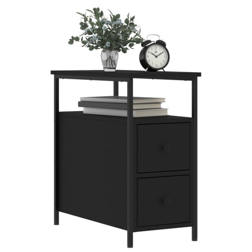 VidaXL (black, 2 pcs) vidaXL Bedside Cabinets Bedside Table Side Table 2 pcs Black Engineered Wood 2