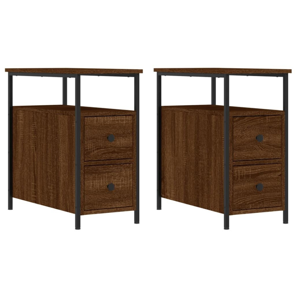 (brown oak, 2 pcs) vidaXL Bedside Cabinets Bedside Table Side Table 2 pcs Black Engineered Wood