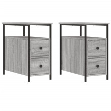 (grey sonoma, 2 pcs) vidaXL Bedside Cabinets Bedside Table Side Table 2 pcs Black Engineered Wood