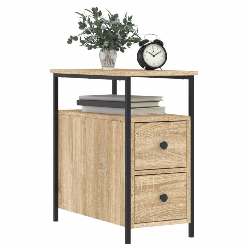 VidaXL (sonoma oak, 2 pcs) vidaXL Bedside Cabinets Bedside Table Side Table 2 pcs Black Engineered Wood 2