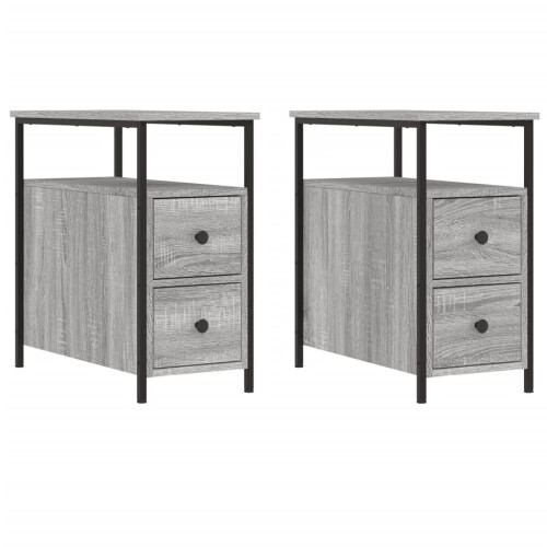 VidaXL (grey sonoma, 2 pcs) vidaXL Bedside Cabinets Bedside Table Side Table 2 pcs Black Engineered Wood 1