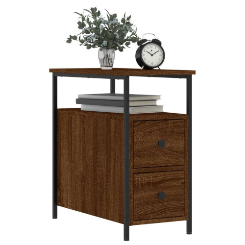 VidaXL (brown oak, 2 pcs) vidaXL Bedside Cabinets Bedside Table Side Table 2 pcs Black Engineered Wood 2