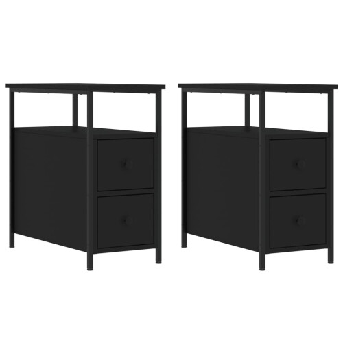 VidaXL (black, 2 pcs) vidaXL Bedside Cabinets Bedside Table Side Table 2 pcs Black Engineered Wood