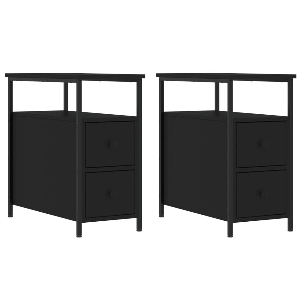 (black, 2 pcs) vidaXL Bedside Cabinets Bedside Table Side Table 2 pcs Black Engineered Wood