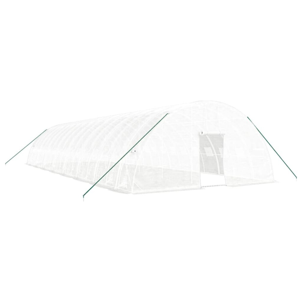 Vidaxl (, 16 X 6 X 2.85 M) Greenhouse Plant House With Steel Frame Polytunnel Greenhouse White/Green