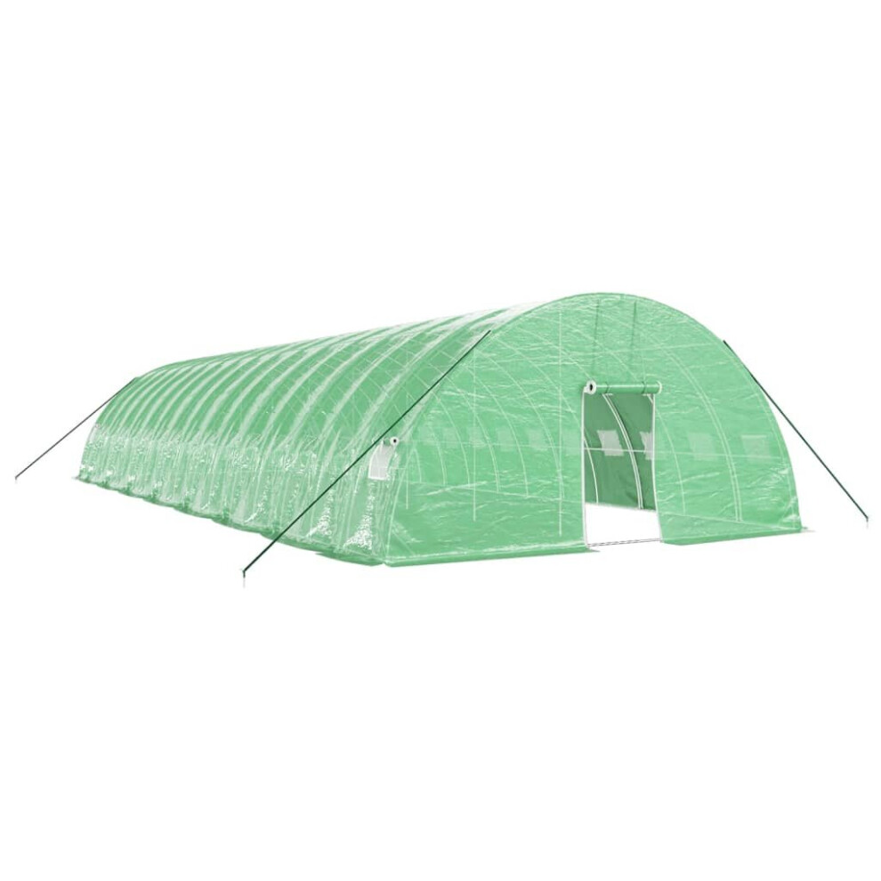 Vidaxl (Green, 16 X 6 X 2.85 M) Greenhouse Plant House With Steel Frame Polytunnel Greenhouse Green
