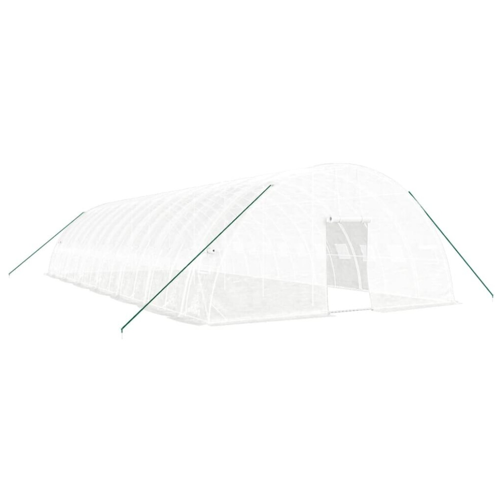 Vidaxl (, 14 X 6 X 2.85 M) Greenhouse Plant House With Steel Frame Polytunnel Greenhouse White/Green