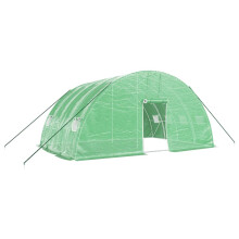 (green, 6 x 4 x 2.85 m) vidaXL Greenhouse Plant House with Steel Frame Polytunnel Greenhouse Green