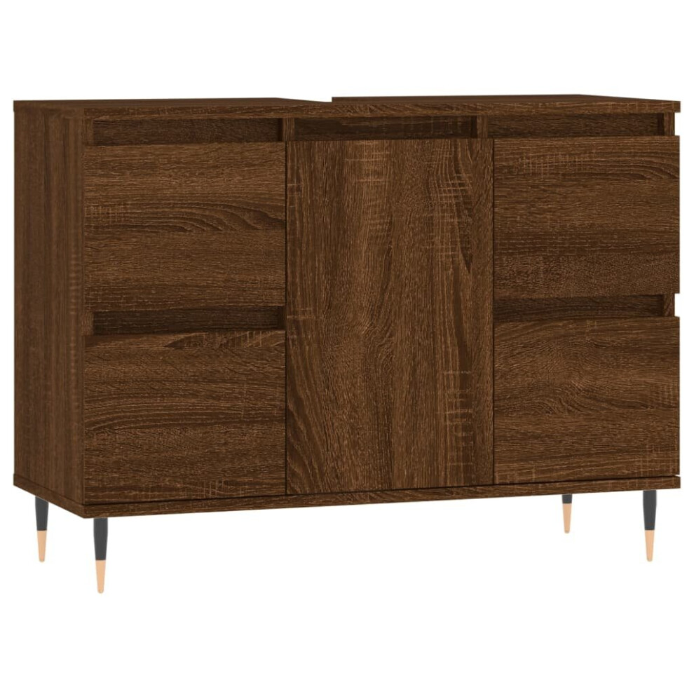 (brown oak) vidaXL Bathroom Cabinet Vanity Unit Highboard Cupboard White Engineered Wood