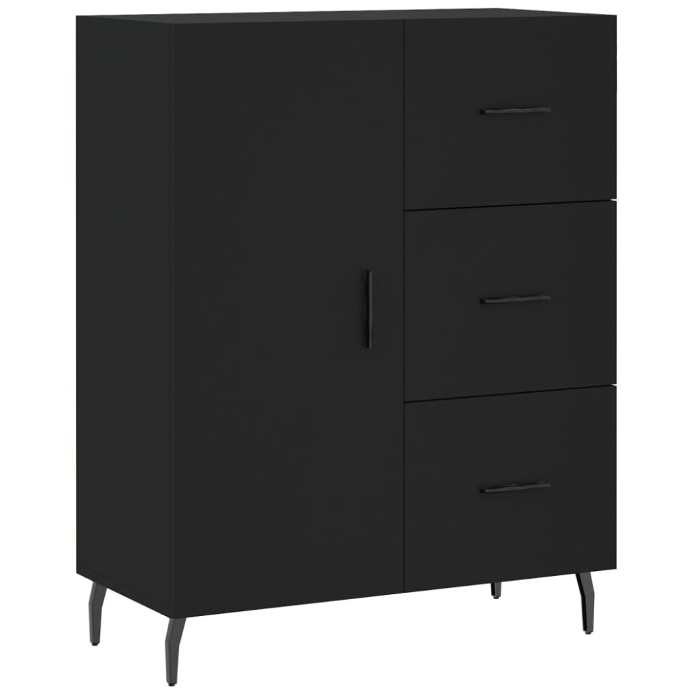 (black) vidaXL Sideboard Storage Cabinet Cupboard Side Cabinet Black Engineered Wood