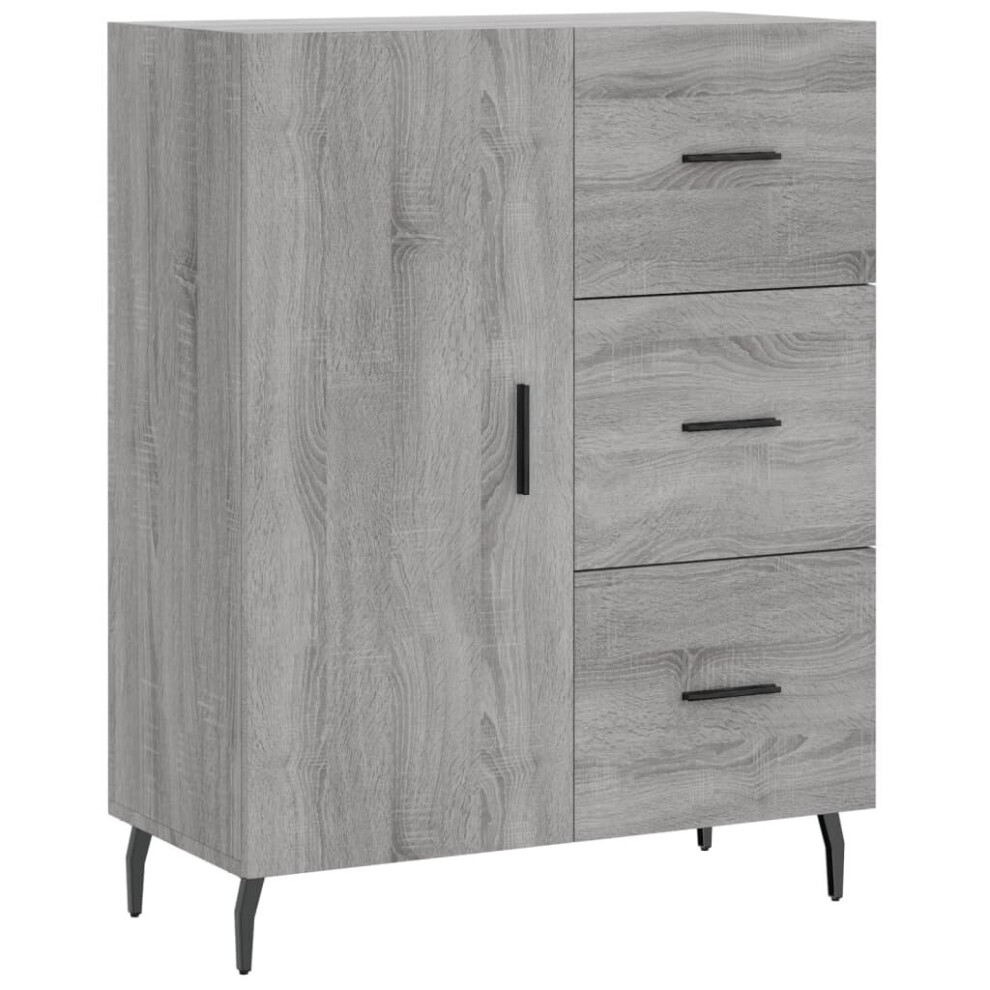Vidaxl (Grey Sonoma) Sideboard Storage Cabinet Cupboard Side Cabinet Black Engineered Wood