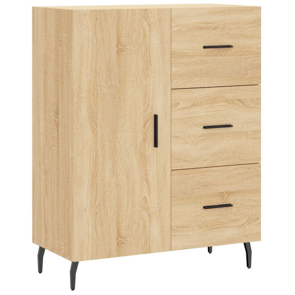 Vidaxl (Sonoma Oak) Sideboard Storage Cabinet Cupboard Side Cabinet Black Engineered Wood