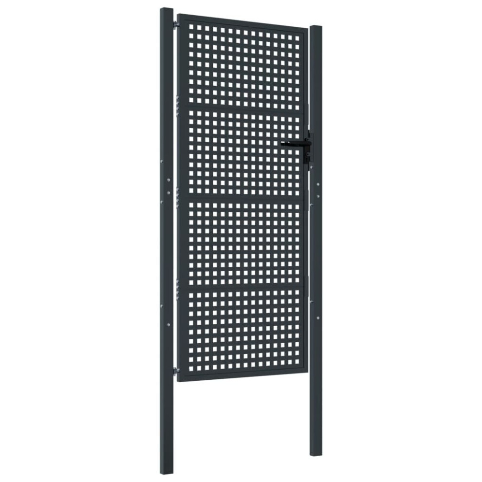 Vidaxl (105 X 225 Cm) Garden Gate Driveway Fence Gate Fence Panel Patio Gate Anthracite Steel