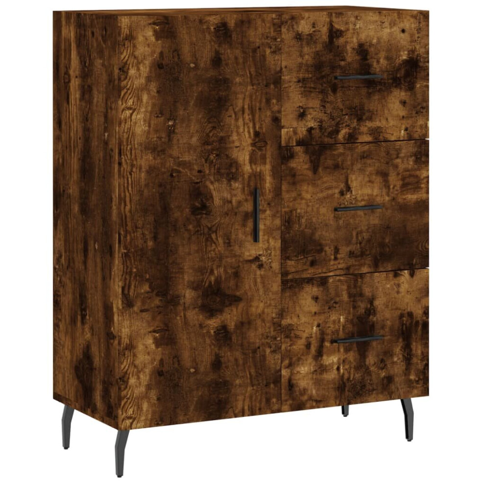 Vidaxl (Smoked Oak) Sideboard Storage Cabinet Cupboard Side Cabinet Black Engineered Wood