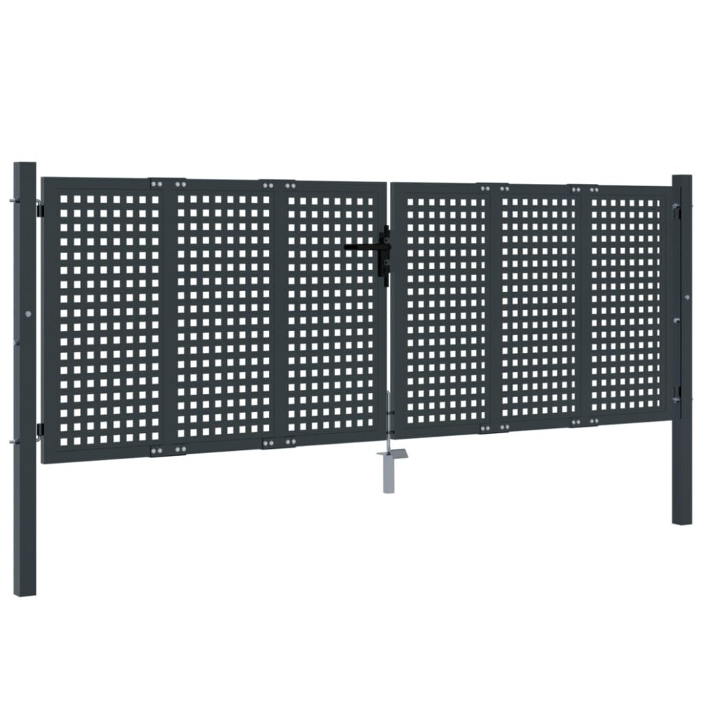 Vidaxl (300 X 125 Cm) Garden Gate Driveway Fence Gate Fence Panel Patio Gate Anthracite Steel