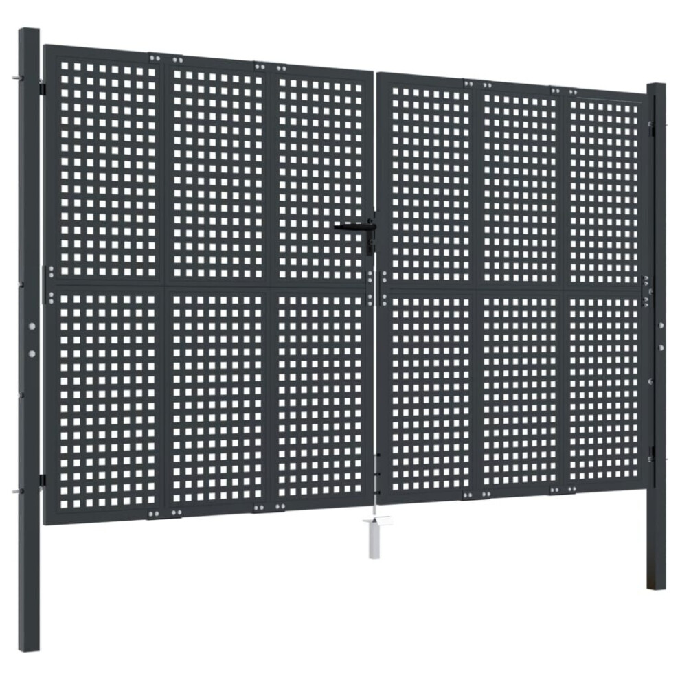 (300 x 250 cm) vidaXL Garden Gate Driveway Fence Gate Fence Panel 105x125 cm Anthracite Steel