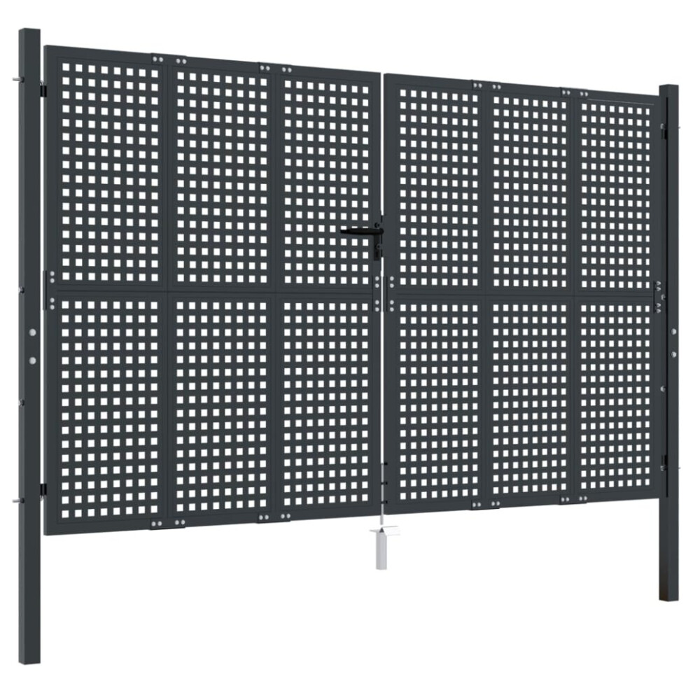 Vidaxl (300 X 225 Cm) Garden Gate Driveway Fence Gate Fence Panel Patio Gate Anthracite Steel