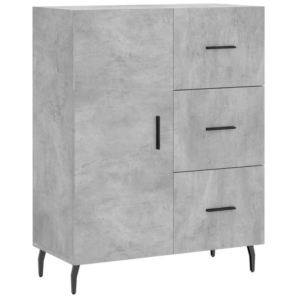 Vidaxl (Concrete Grey) Sideboard Storage Cabinet Cupboard Side Cabinet Black Engineered Wood