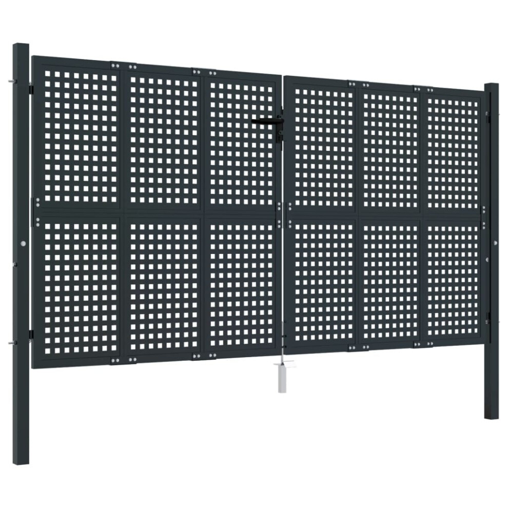 Vidaxl (300 X 200 Cm) Garden Gate Driveway Fence Gate Fence Panel Patio Gate Anthracite Steel
