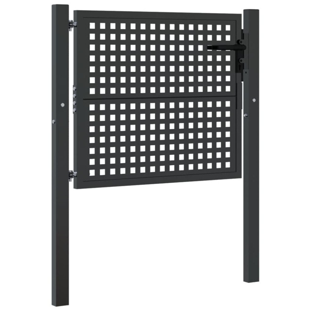 Vidaxl (105 X 125 Cm) Garden Gate Driveway Fence Gate Fence Panel Patio Gate Anthracite Steel
