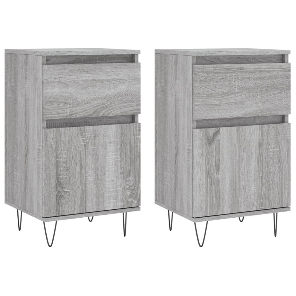 Vidaxl (Grey Sonoma, 2 Pcs) Sideboard Storage Cabinet Cupboard Side Cabinet White Engineered Wood
