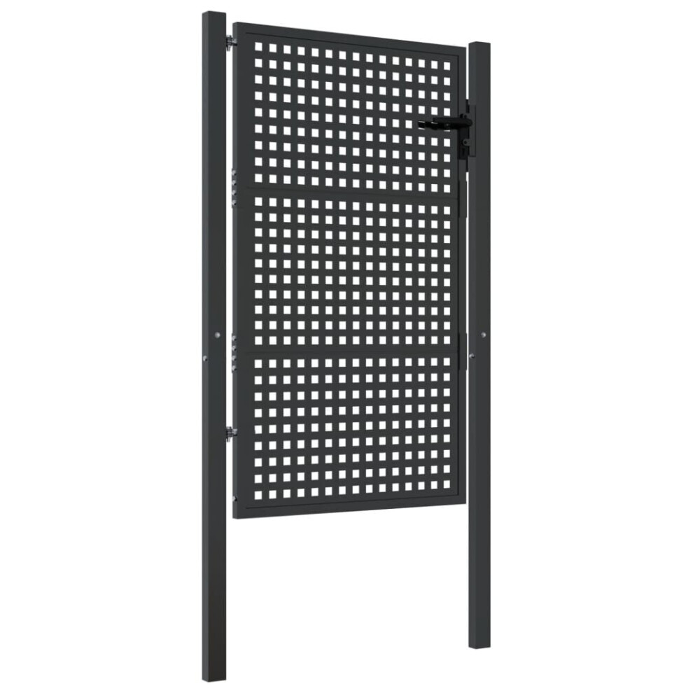 Vidaxl (105 X 200 Cm) Garden Gate Driveway Fence Gate Fence Panel Patio Gate Anthracite Steel