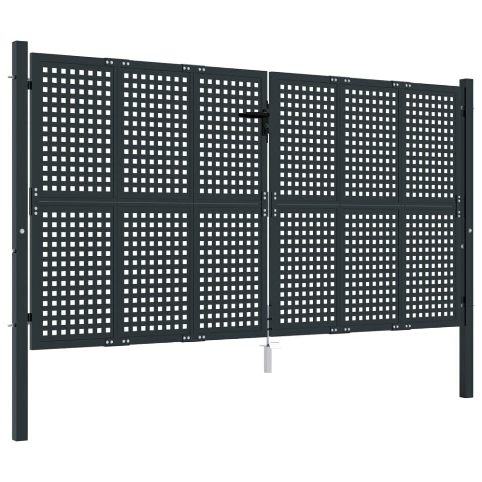 Vidaxl (300 X 175 Cm) Garden Gate Driveway Fence Gate Fence Panel Patio Gate Anthracite Steel