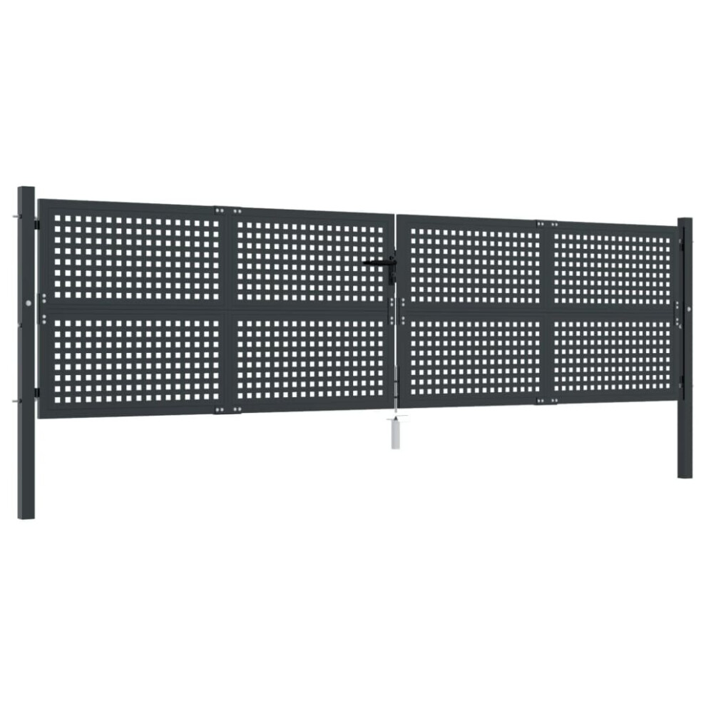 (400 x 150 cm) vidaXL Garden Gate Driveway Fence Gate Fence Panel 105x125 cm Anthracite Steel