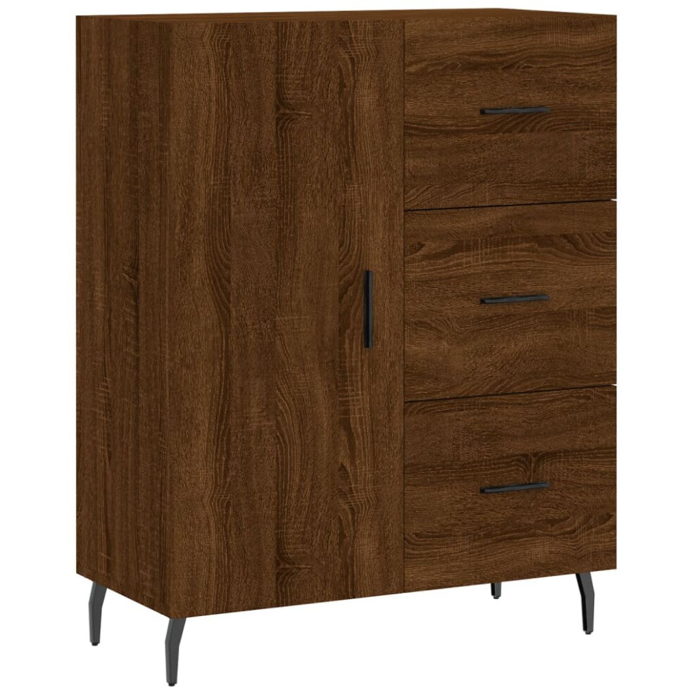 (brown oak) vidaXL Sideboard Storage Cabinet Cupboard Side Cabinet Black Engineered Wood