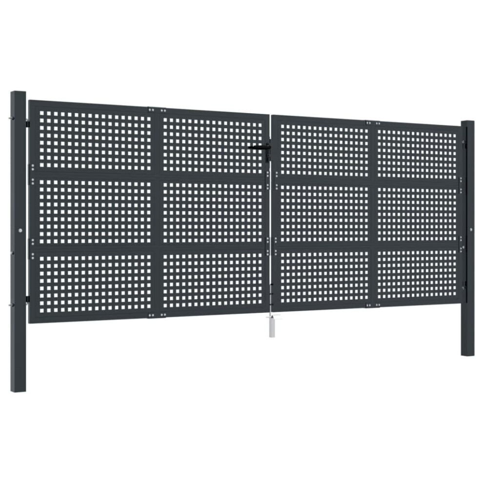 Vidaxl (400 X 200 Cm) Garden Gate Driveway Fence Gate Fence Panel Patio Gate Anthracite Steel