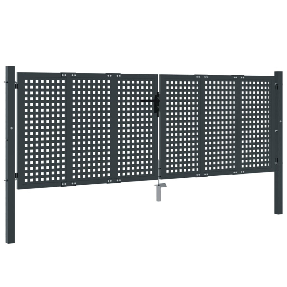 Vidaxl (300 X 150 Cm) Garden Gate Driveway Fence Gate Fence Panel Patio Gate Anthracite Steel