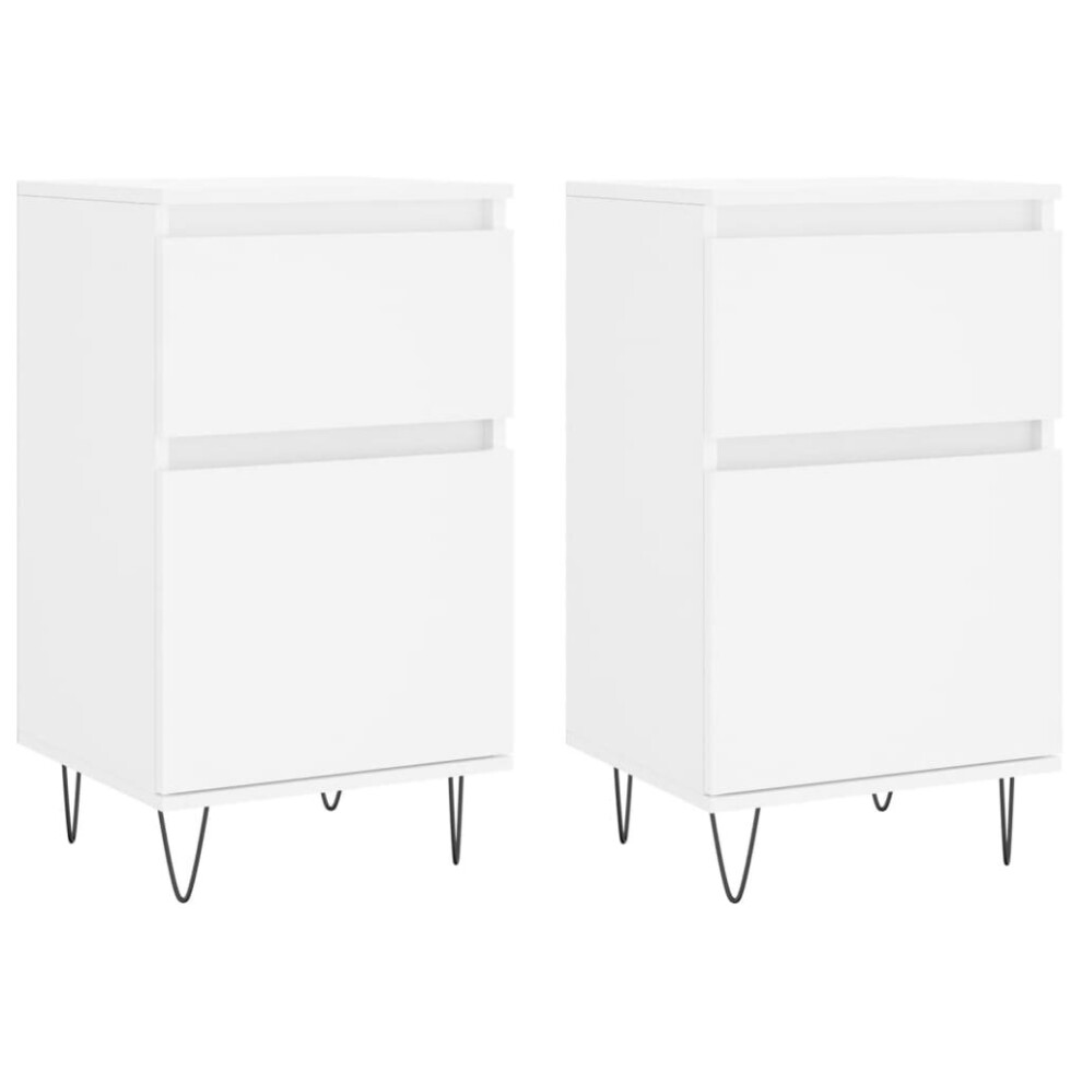 (white, 2 pcs) vidaXL Sideboard Storage Cabinet Cupboard Side Cabinet White Engineered Wood