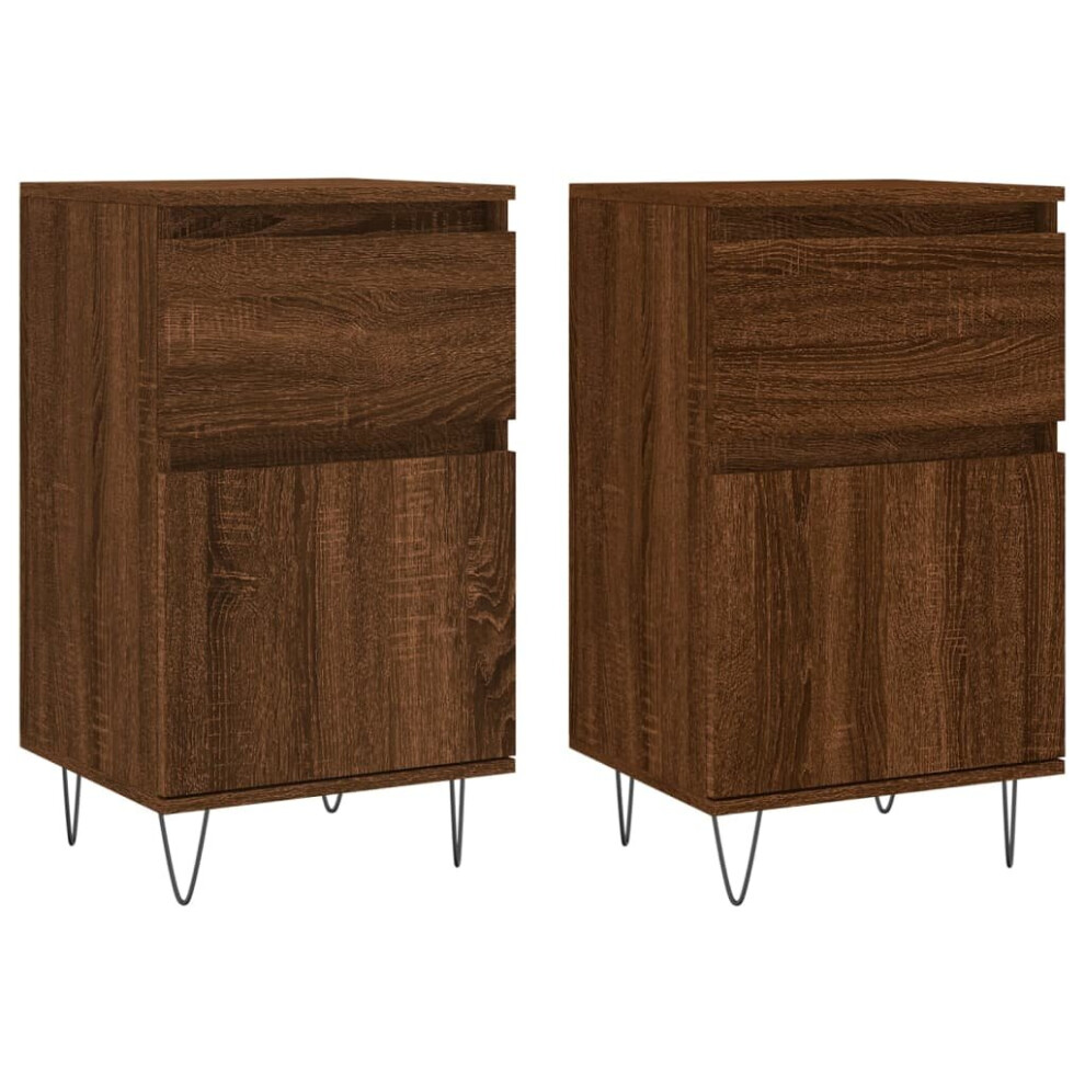 (brown oak, 2 pcs) vidaXL Sideboard Storage Cabinet Cupboard Side Cabinet White Engineered Wood