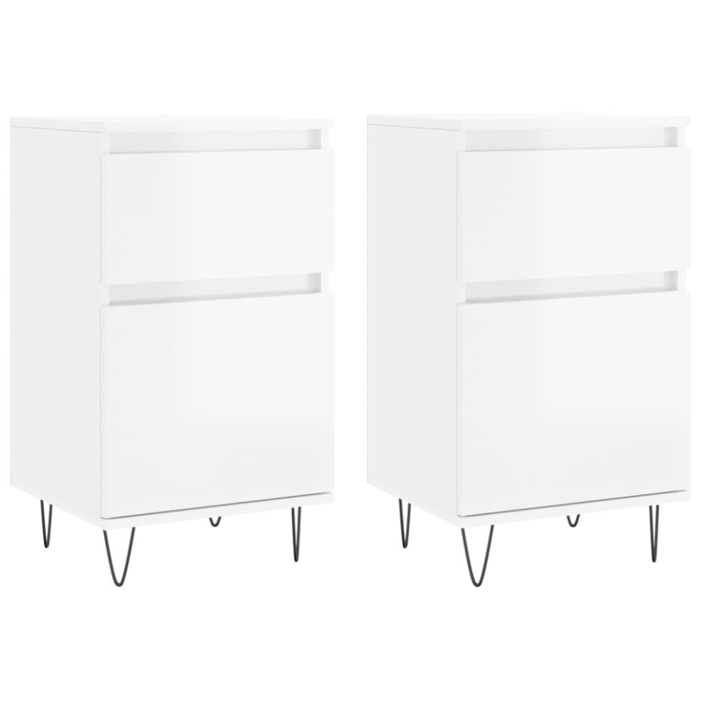 (high gloss white, 2 pcs) vidaXL Sideboard Storage Cabinet Cupboard Side Cabinet White Engineered Wood