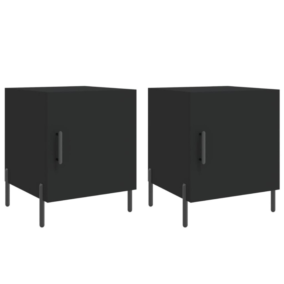 Vidaxl (Black, 2 Pcs) Bedside Cabinet Bedside Table Nightstand Bedstand Black Engineered Wood