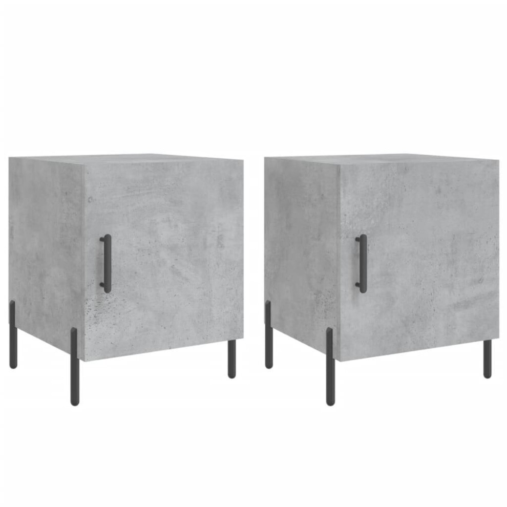 Vidaxl (Concrete Grey, 2 Pcs) Bedside Cabinet Bedside Table Nightstand Bedstand Black Engineered Wood