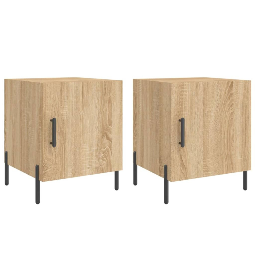 Vidaxl (Sonoma Oak, 2 Pcs) Bedside Cabinet Bedside Table Nightstand Bedstand Black Engineered Wood