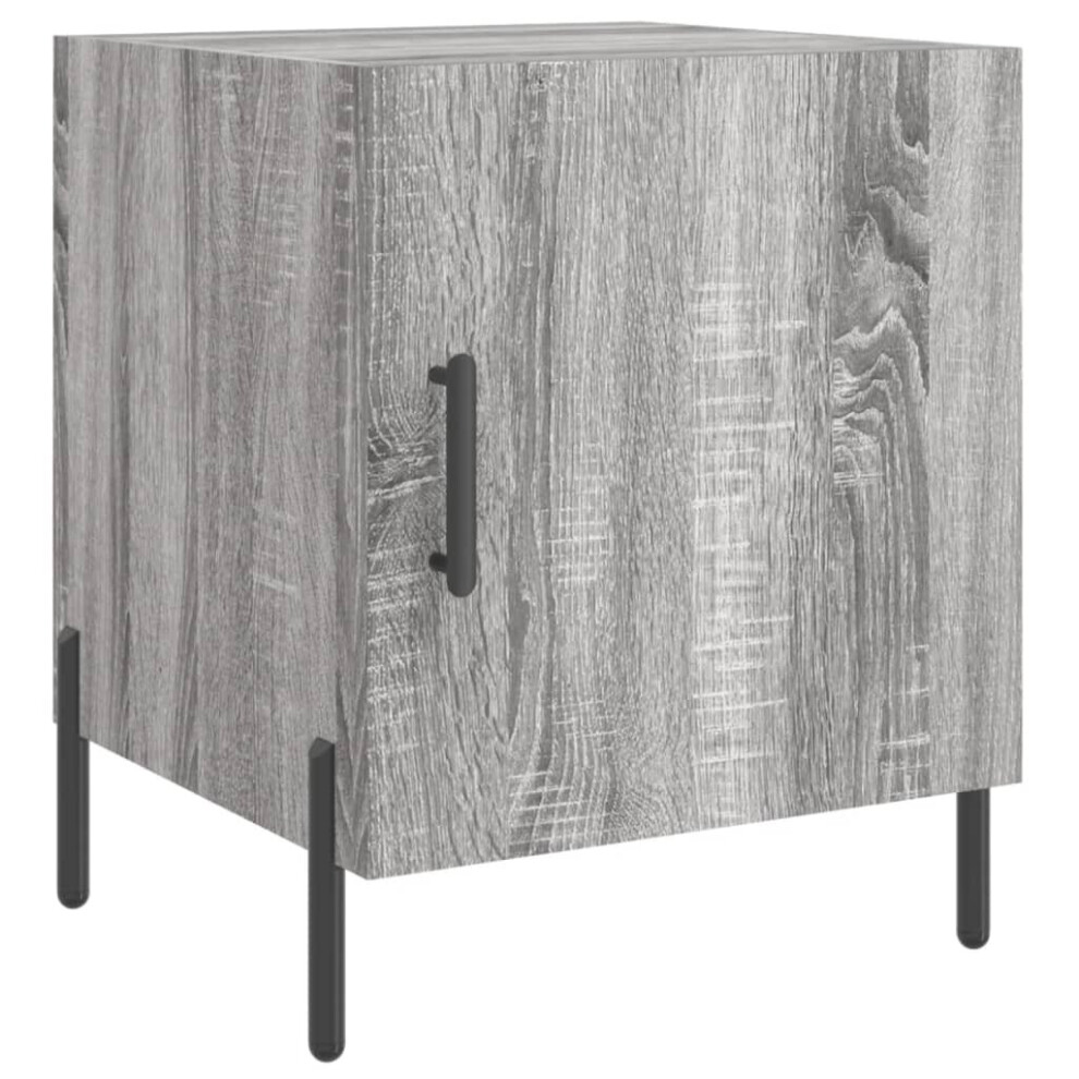 Vidaxl (Grey Sonoma, 1 Pcs) Bedside Cabinet Bedside Table Nightstand Bedstand Black Engineered Wood