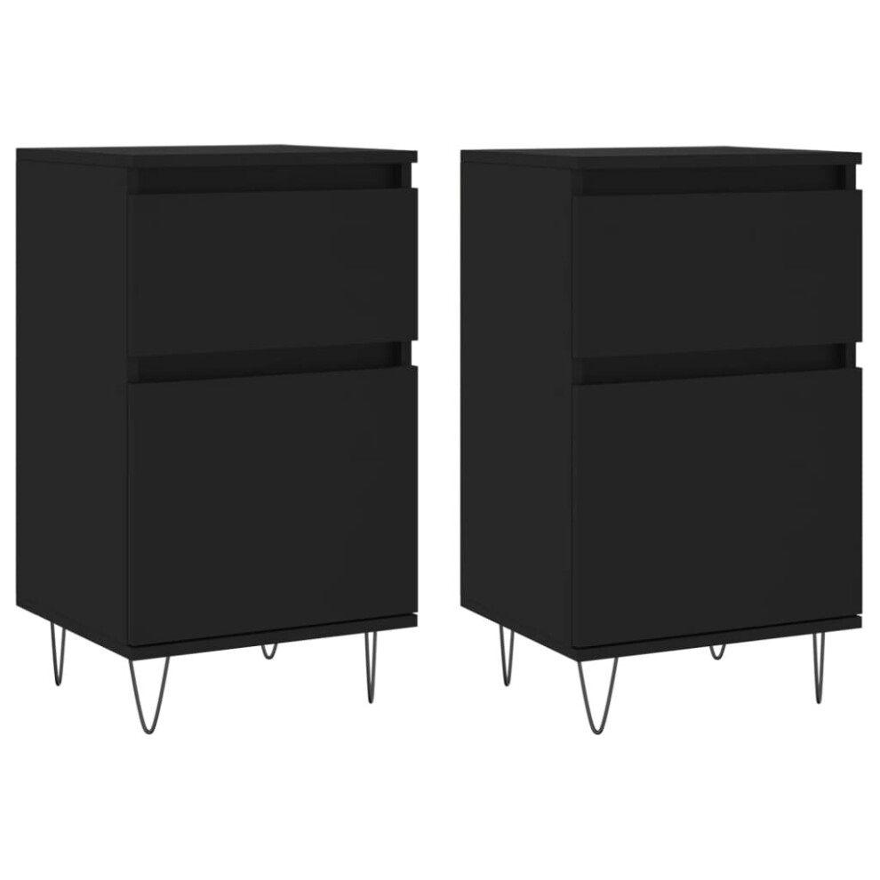 Vidaxl (Black, 2 Pcs) Sideboard Storage Cabinet Cupboard Side Cabinet White Engineered Wood