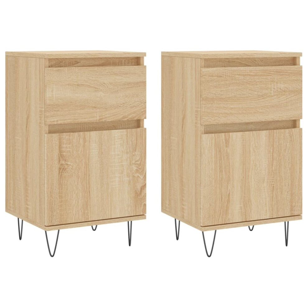 (sonoma oak, 2 pcs) vidaXL Sideboard Storage Cabinet Cupboard Side Cabinet White Engineered Wood